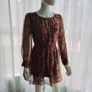 Lola Made In Italy Dress Lined Long Sheer Sleeves Short